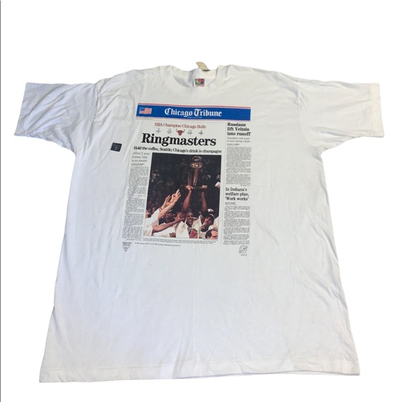 VTG 1996 Chicago Tribune Newspaper Chicago Bulls Ringmasters Shirt